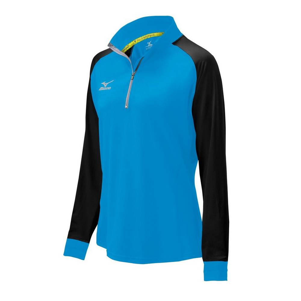 Mizuno Elite 9 Prime 1/2 Cipzáros Női Jacke Kék/Fekete XMV925847